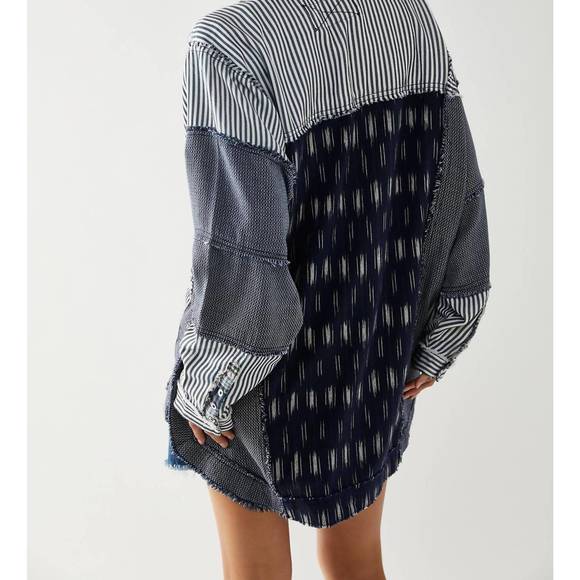 NEW FREE PEOPLE railroad dreams top in indigo combo - Picture 1 of 1